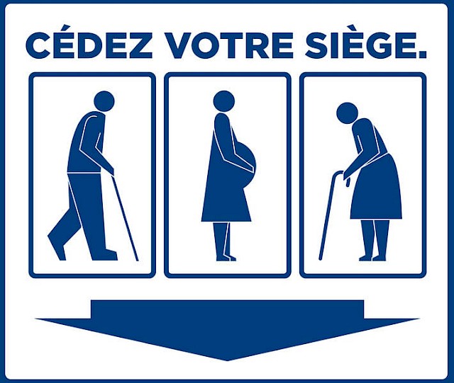 Pictogramme pour indiquer de céder la place aux personnes à mobilité réduite